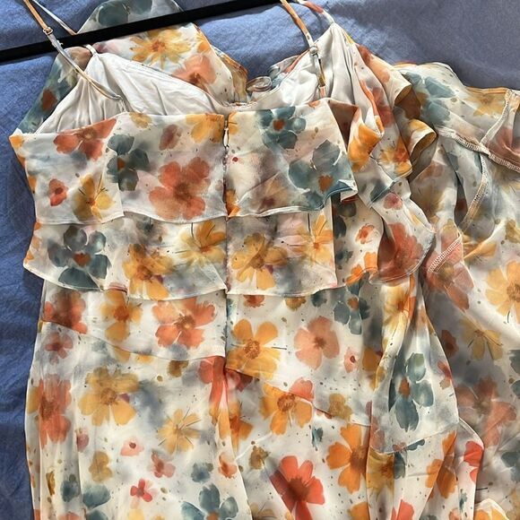 Anthropologie Sleeveless Asymmetric Ruffled Midi Dress Size Large - Picture 6 of 6